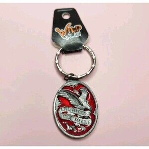 Wild Wear Red "Live To Ride Ride To Live" Biker Punk Motorcycle Keychain Eagle